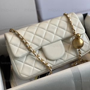 10A Mirror Quality Designers Mini 18cm Square Pearl Crush Bags Dames Rechthoek 20cm Gold Ball Bag Luxe Zwart Gewatteerde Flap Purse Crossbody Schouderriem Box Bag