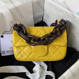 10a spiegelkwaliteit ontwerpers mini flap gele tas 18 cm dames lamskijnhuid gewatteerde portemonnee