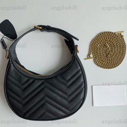 10a spiegelkwaliteit ontwerpers mini marmont matelasse tassen dames halve maan handtas real lederen chevron gewatteerde zwarte portemonnee luxe crossbody schoudertas