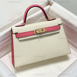 Diseñadores de calidad de espejo 10a mini bolsas de mango superior de 19 cm Epsom Luxur Luxury White Purse Crossbody Strap Store con caja