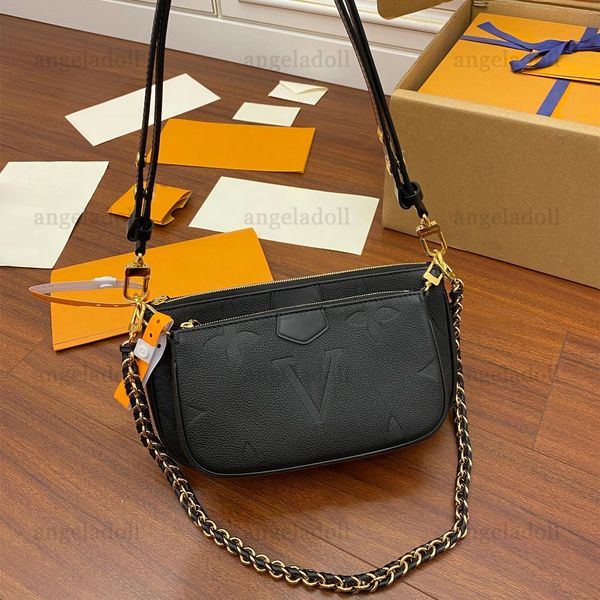 10A Miroir Qualité Designers Mutil Pochette Accessoires Sacs Petit 25cm Femmes Véritable Sac À Main En Cuir Noir Sac À Main En Relief Bandoulière Bandoulière Avec Boîte