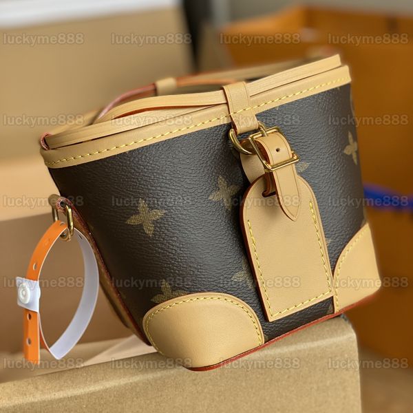 10A Miroir Qualité Designers Nano Noe Purse 12cm Marron Fleur Seau Sac À Main Femmes Toile Enduite Sacs Bandoulière Épaule Vachette Cuir Sangle Sac Avec Boîte