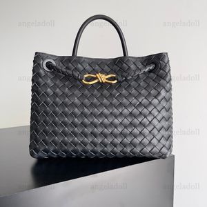 10A Diseñadores de calidad de espejo Bolsos de compras pequeños de Andiamo Tote Bolso de asa de tejido de cuero real para mujer Bolso de piel de cordero negro de lujo Bolso bandolera con correa para el hombro