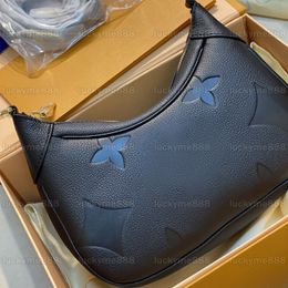 10A Mirror Quality Designers Small Bagatelle Bags 24CM Womens Hobo Real Leather Clutch Luxury Lady Handbag Black Reliëf Purse Crossbody Schouderriem Box Bag