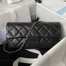 10A Mirror Quality Designers Small Baguette Flap Bags 26CM Womens Quilted Black Purse Luxurys Lambskin Handbags Crossbody Shoulder Chain Strap Pearl Bag With Box