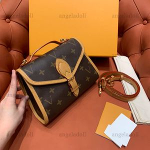 10A Mirror Quality Designers Small Flap Handle Bag Womens Brown Coated Canvas Pochette Purse Luxury Cowhide Trim Handbag Crossbody Shoulder Strap Box Bag