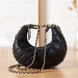 10A Mirror Quality Designers Small Moon Bags 20cm Womens Matelasse Handtas Real Leather Lambskin Hobo Bag Luxury Quilted Purse Crossbody Shoulder Chain Box Bag