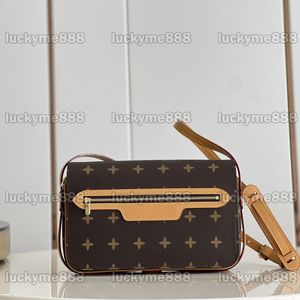 10A Diseñadores de calidad de espejo Vintage Germain Messenger Bags 28cm Mujeres Lona marrón Luxurys Bolsos Cuero de vaca Adornos Monedero Crossbody Bolsa con correa para el hombro con caja