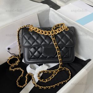 10a spiegelkwaliteit ontwerpers vintage messenger flap tas mini kalfsleer handtas dames echt lederen gewatteerde zwarte portemonnee kruisbody schouderketting riemtas