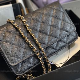 10a Mirror de calidad Diseñadores Billetera en bolsas de cadena Mini Flap de 19 cm Mujer acolchado Mujeres Mujeres de cuero REAL Caviar Bolso de la piel Bolso de hombro con la ranura del soporte de la tarjeta