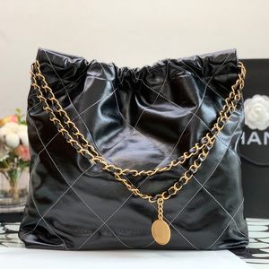 10a spiegelkwaliteit luxe designer tas mini emmertas 22 tote 35 cm boodschappentas kalfsleer gewatteerde tote zwarte portemonnee dames enkele schouder zilveren kettingzak