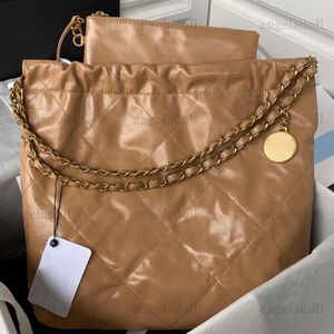 10A Miroir Qualité Designers De Luxe Caramel Sac 22 Sac À Main Moyen 39cm Sac À Provisions En Cuir De Veau Matelassé Sac À Main Épaule Femme Chaîne En Or Boîte Sac Avec Mini Pochette