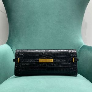 10A Qualité miroir Manhattan Pochette de luxe Designer Crocodile motif noir en cuir de veau matériel doré femmes sac à bandoulière sac à main