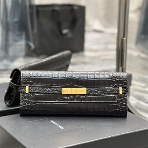 10A spiegel kwaliteit Manhattan handtas luxe ontwerper krokodil patroon zwart kalfsleer mode klassieke gouden hardware dames handtas portemonnee