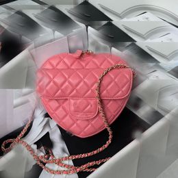 10A miroir qualité sacs à bandoulière de créateur en cuir véritable pour femmes sac de créateur en forme de coeur couleur rose coeur sac à bandoulière de luxe 18cm mini sacs à chaîne en cuir véritable