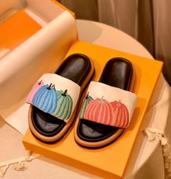 10a spiegel kwaliteit slippers kussen comfort vrouwen ontwerper platte muilezels print schilderijen unisex tweebenige schoenen casual dia's luxe heren en damesbloemen slipper