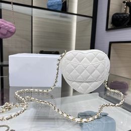 10A Espejo + diseñador superior bolso de lujo hecho a mano damas mini dulce dama un hombro diagonal moda clásica piel de oveja marca cadena amor melocotón corazón bolsa copia