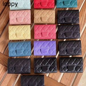 10A NIEUW 24SS Designer Wallet Caviar CC Wallet Purse Purse Dames Lederen portefeuilles Munt Pas creditcard Slot Mini Skinny Black Card Mens Wallet