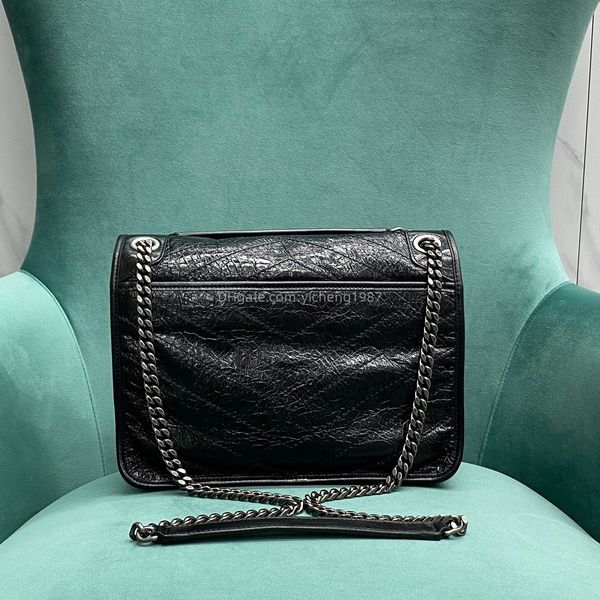 10A Niki Bolsas Diseñadores Mujer Mensajero Bolso de cuero real Diseñador Bolsa de mensajería Mochilas Crossbody Diseñadores de lujo 28 cm Capacidad Negro Plata Hardware Bolsas