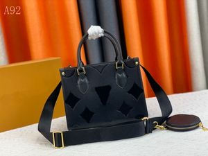 10A qualité Designer sac femmes 2pcs en cuir véritable OnTheGo sacs à main sacs à bandoulière sac fourre-tout noir gaufrage sacs à main porte-monnaie portefeuilles 25cm