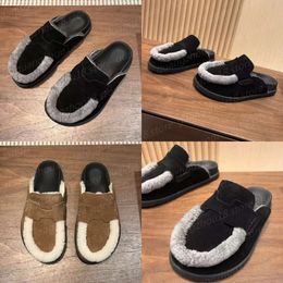 10A Diseñador de calidad Baotou Slippers Women Men Zapatos de pareja Fashion Winter Warm Slipper With Fur 25930 Calidad original