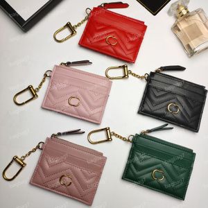 10A Calidad Marmont Keychain Billetera Billetera Zipe Luxurys Luxury Soporte de tarjeta de diseñador Mini Pursos de bolsillo Organizador de bolsillo de cuero Pursos de monedas para mujeres Billetera de llave