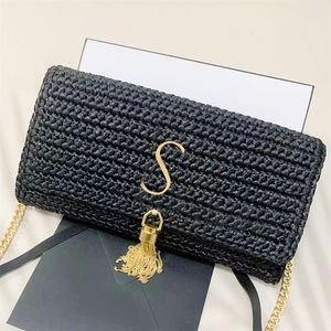 Raffia's luxe strohandtassen 7a Kwaliteit Designer TOTE TAG Dames Weef Haak Messenger Bags ketting Tassel heren stokbrood taskoppeling Crossbody schoudertassen