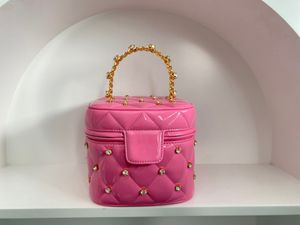 10A Retro spiegel kwaliteit Barbie Core Bag Barbie Roze Hart Handtas Barbiegirl Portemonnee Patent Kalfsleer Designer Clutch Bag Met Doos b22