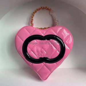 10A Retro spiegelkwaliteit Barbie Core Bag Barbie Pink Heart Handtas Barbie meisje Echt lederen portemonnee Patent Kalfsleer Designer Clutch Bag met zoete geschenkdoos