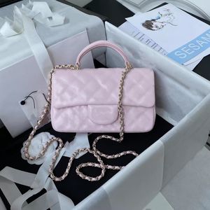 10a rétro Mirror Quality Designer Sac Ladie Crobody Sac Light Gold Mini Hand Claic Fahion Cuir Nom Brand 20cm Lingge Villa