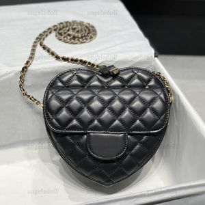 10A Rétro Miroir Qualité Designers De Luxe Amour Coeur Sac Ceinture Moyenne Sacs En Cuir Véritable Embrayage En Cuir D'agneau Matelassé Rabat Noir Sac À Main Femmes Bandoulière Épaule Chaîne En Or B