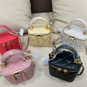 10a retro -kwaliteit designer tas dames make -uptas lambskinehuid kleine wastasje met ketting lederen kruispunttas avondtassen