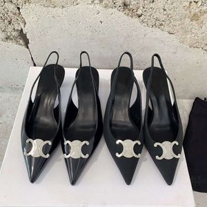 10A Slingback Sandales Pompes Talon Semelle En Cuir Bout Pointu Stiletto Kitten Talons Haute Qualité Femmes Designers De Luxe Parti Chaussures De Bureau Usine Footwea Taille 35-41