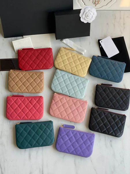 10A Súper Original Calidad Mujer Cremallera Cartera Cuero Real Caviar Piel de Cordero Bolso de Hombro Lujos Diseñadores Bolsas Bolsos Clásicos Titular de la Tarjeta Monedero Clásico