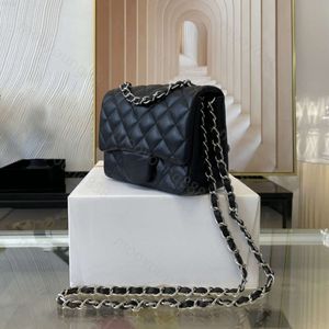 10a Laagkwaliteit Luxe ontwerpers Women Bag 17cm Mini Square Flap Classic Caviar Lambskskin Purse Turns Hangbags Crossbody Schouder Black Gold Chain Box