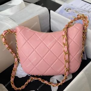 10A TOP CROSSBODY DESIGNER BOLSOS LUJOS BOLSOS 23 CM Cuero genuino Cadenas de celosía de diamantes Bolso de dama Bolsa de silla de moda Pequeña bolsa de lujo rosa con caja Envío gratis