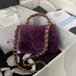 10A Top Fashion Sac à rabat en laine pour femmes Sacs fourre-tout de créateur en peau d'agneau à l'intérieur noir jaune petits sacs à bandoulière de luxe dame robe sac à main de mariage avec boîte