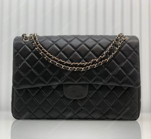 10A Top sacs à bandoulière de haute qualité 24C sac à rabat classique sac d'aéroport 40CM peau de vache fine caviar mode luxe chaînes sac en cuir véritable noir dame sac fourre-tout grand