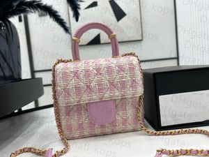 10A de calidad superior 23S Patrón de diamantes bolsos de punto bolso de mujer 15 cm clásicos bolso con tapa bolsos de hombro de moda bolsos de cadena de lujo Bolsos de diseñador bolso de señora con caja