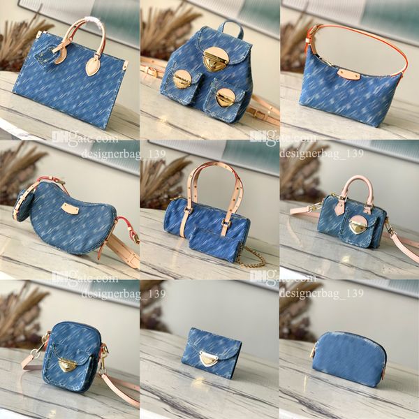 10a sac en denim de qualité supérieure sac de créateur Hobo sacs à bandoulière femmes sacs à main bandoulière bleu Denim fleur fourre-tout sacs à main de luxe