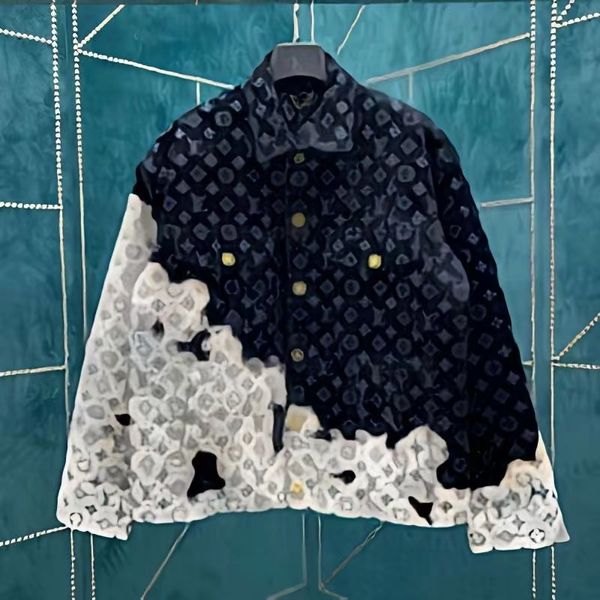 10a Abrigo para hombre de calidad superior Chaquetas de diseño de lujo 24ss Primavera Otoño Nueva chaqueta de mezclilla de flores destruidas Hombres chaqueta suelta casual Tops