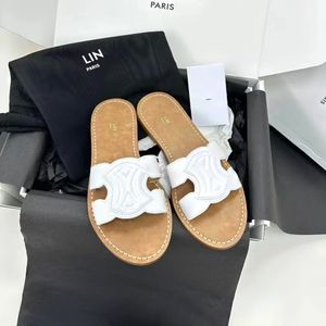 10a topkwaliteit zomersandaal Sliders dames Mule luxe Designer Slide fashion Casual schoenen Platte hak buitenshuis zwart bruin Slippers strand zwembad sandaal Slipper box