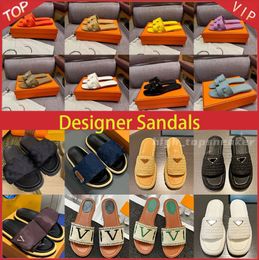 Designer sandalen 10a Top Suality met doos zomerslippers Designer Sunny Beach Sandaalglaasjes Vintage schoenhoens Dames mode zachte platte schoenen koppels cadeau muilezel 35-45