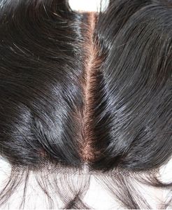 Fermeture de base de la soie supérieure 10A 4x4 Vierge brésilienne en dentelle Clôture supérieure non transformée Hair Swiss Lace Bleached Knots1003633