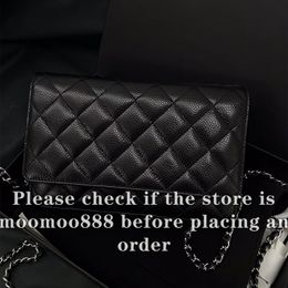 12A All-New Mirror Quality Designer Mini portefeuille sur des sacs de chaîne 19cm pour femmes authentiques en cuir matelassé matelassé Caviar Bag Sac à main Luxurys Sac à main
