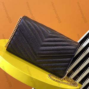 12A Upgrade Spiegelkwaliteit Designer Tas Medium 22,5 cm Portemonnee aan ketting Gematelasseerde Chevron Gewatteerde portemonnee Echt lederen kaviaarhandtassen Crossbody Zwarte schouderboxtassen