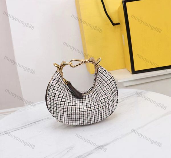 12A Actualización Espejo Calidad Diseñador Graphy Hobo Bag Nano Womens Blue Denim Monedero Pequeño Gris Houndstooth Bolsas de lana Luxurys Media Luna Bolsos Bolso de hombro