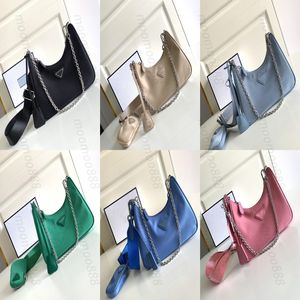 10A Top Tier Miroir Qualité Nylon Hobo Sac Petit 22cm Homme Femmes Portefeuille Designers Noir Bourse 3 Pièces Lady Zipper Sac À Main Bandoulière