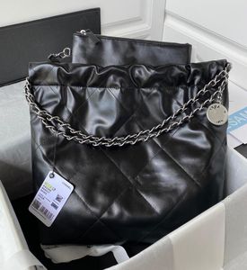 Sac à provisions de qualité miroir 10A Top Tier 37 cm Designers de luxe de luxe Calfskin matelassé Tote Femme en cuir réel en cuir noir sac à main chaîne d'épaule