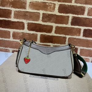 10A Top Tier Mirror Quality Small Hobo Bag 25cm Luxe Designers Womens Canvas Letter Zipper Strawberry Purse Crossbody Shoulder Strap Box Bag
